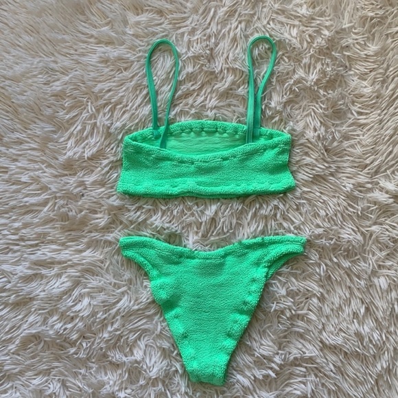 NWT hunza g Gigi crinkle bikini in lime one size - Picture 6 of 6